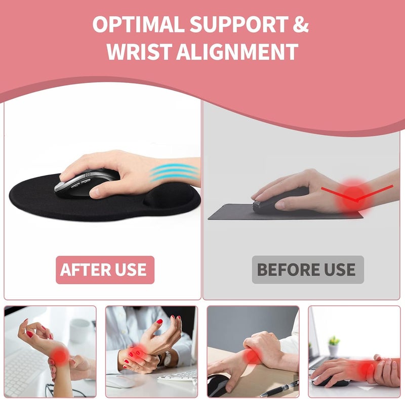 eulps Mouse Pad with Wrist Rest, Comfortable Computer Mousepad with Gel Wrist Support Smooth Surface and Non-Slip PU Base for Pain Relief, Laptop, Office & Home (Rose) - Image 4